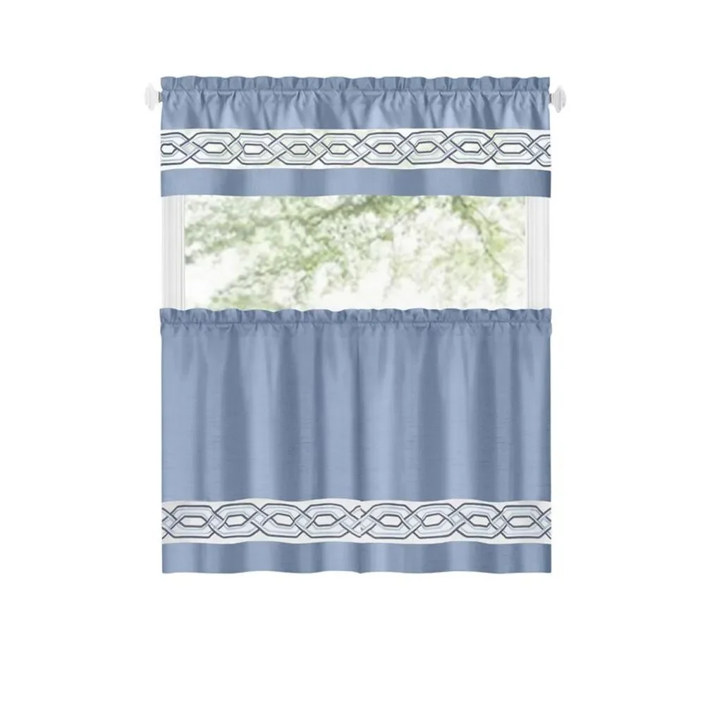 PowerSellerUSA Crisp & Clean Minimalist Two-Tone Window Curtain Set with